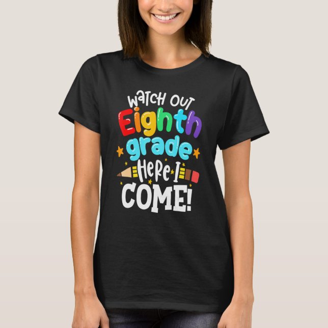 T-shirt Attention 8E 8E Année Je Reviens À L'École T (Devant)