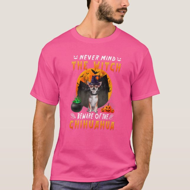 T-shirt Attention À La Sorcière Du Chihuahua Chien Hallo (Devant)