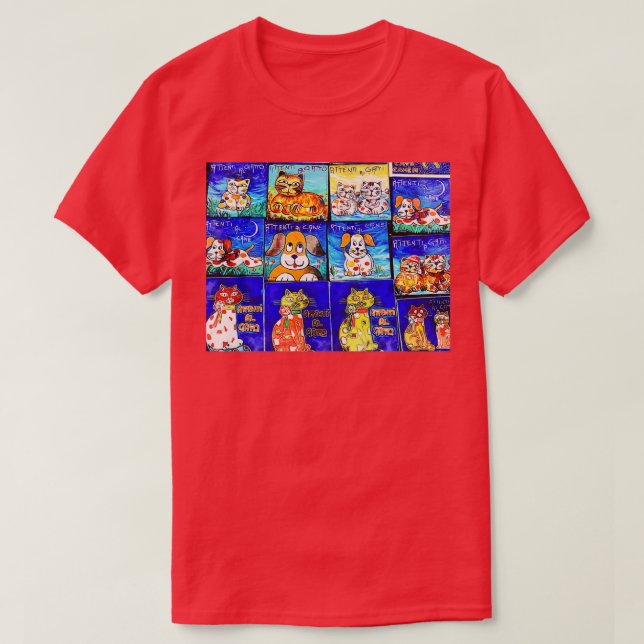 T-shirt Attention au chat ou au chien (Design devant)