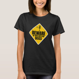 T-shirt Attention Aux Hommes Avec Gros Disques Frisbee Dis