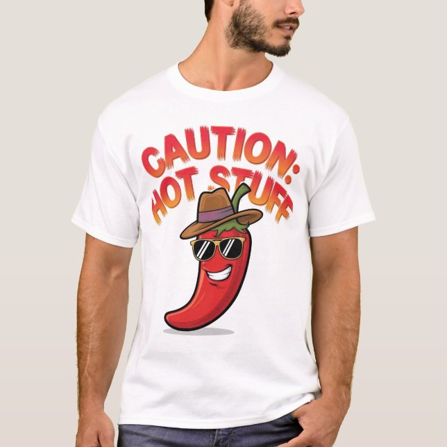 T-shirt Attention : Conception de trucs chauds - Pepper ch (Devant)