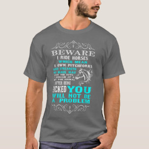 T-shirt Attention Je Ride Chevaux Amusant Cheval