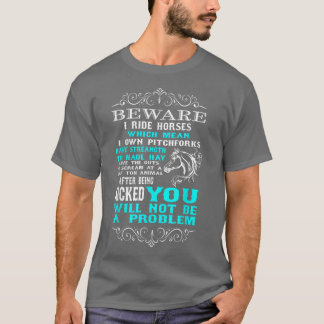 T-shirt Attention Je Ride Chevaux Amusant Cheval