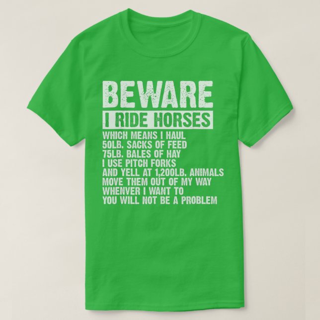 T-shirt Attention Je Ride Chevaux Equestre Femmes Drôle Ch (Design devant)