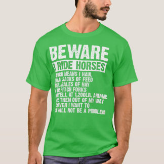 T-shirt Attention Je Ride Chevaux Equestre Femmes Drôle Ch