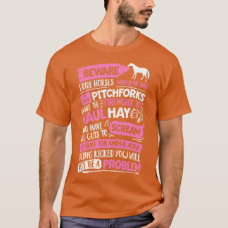 T-shirt Attention Je Ride Chevaux T Cheval Amoureux Filles