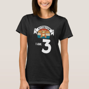 T-shirt Attention Je suis 3 chat 3e anniversaire garçon an