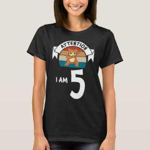 T-shirt Attention Je suis 5 chat 5Anniversaire Jour de nai