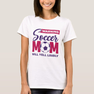 T-shirt Attention Maman De Football Va hurler Fort