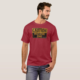 T-shirt Attention Mistletoe Zone Joyeux Noël Baiser Danger
