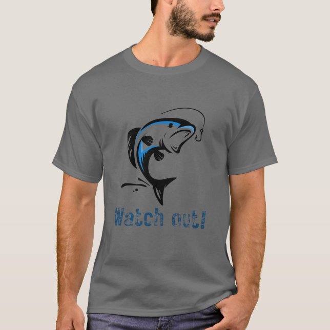 T-shirt "Attention ! Zone de pêche" - Design amusant d'une (Devant)
