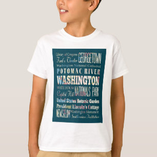 T-shirt Attractions et endroits célèbres de Washington,