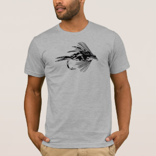 T-shirt Attrait noir de pêche de mouche de Camo