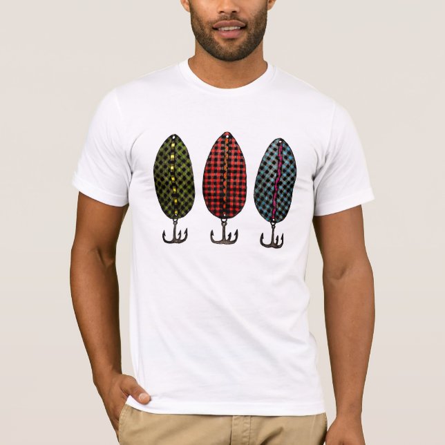 T-shirt Attraits de poissons de plaid (Devant)