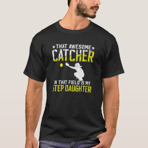 T-shirt Attrapeur de softball beau-père fier attrapeur de