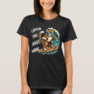 T-shirt Attrapez la Vague de Croûte Chat Surfant sur une P
