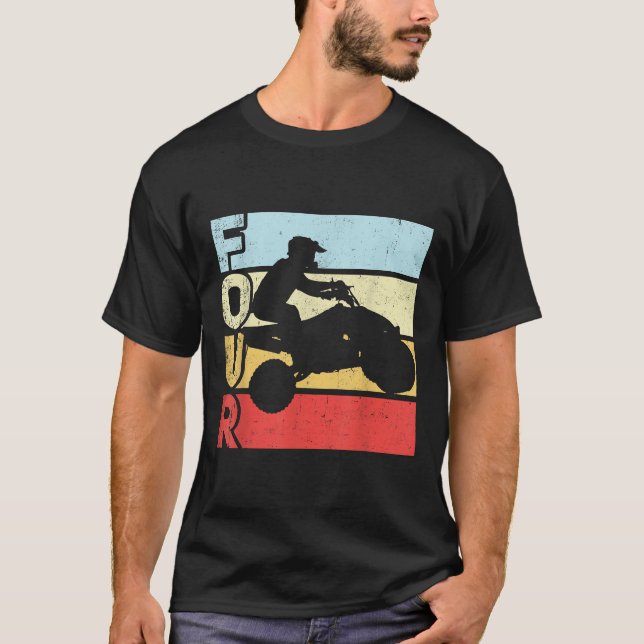 T-shirt ATV 4e anniversaire de fête ATV 4 roues quadruple  (Devant)
