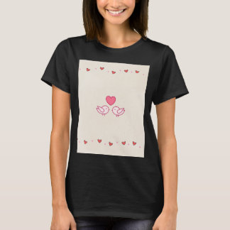 T-shirt au design de coeurs et d'oiseaux d'amour m