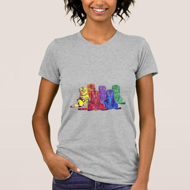 T-shirt Au-dessus des chats arc-en-ciel    (Devant)
