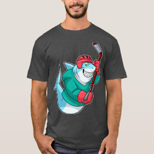T-shirt au hockey sur glace avec bâton de hockey sur glace