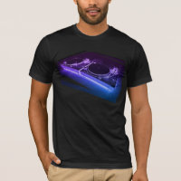 T-shirt au néon de Tourne-disque du DJ 3D