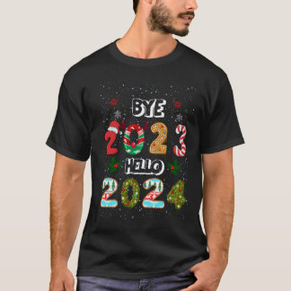 T-shirt Au revoir 2023 Bonjour 2024 Joyeux Nouvel An Drôle