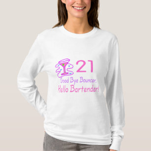 T-shirt Au revoir barman du videur 21 bonjour (rose)