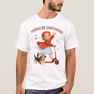T-shirt Au revoir Cuntaroos Scooter Rétro Fille Avec Chiot
