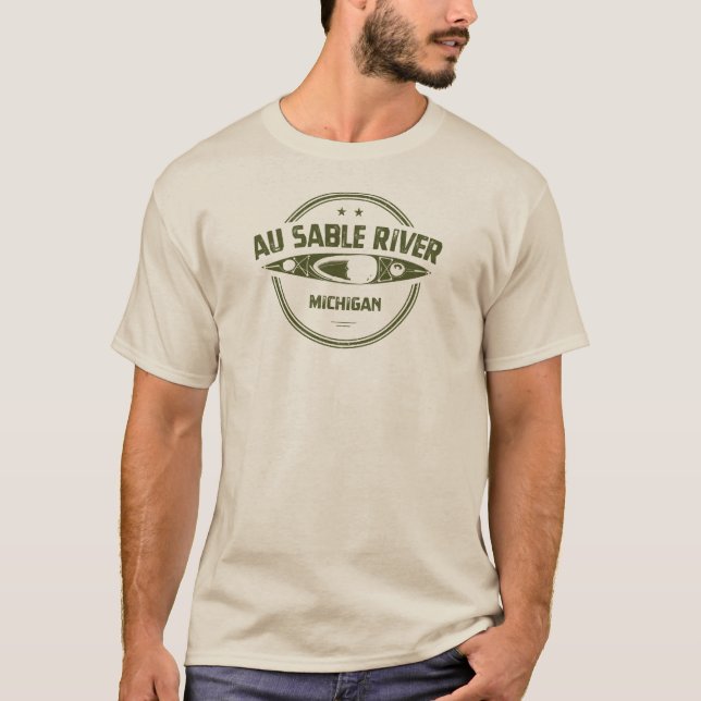 T-shirt Au Sable River Michigan Kayak (Devant)
