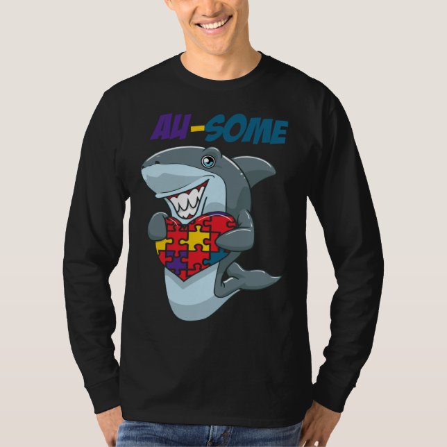 T-shirt Au Some Shark Awesome Autistic Puzzle Autism Aware (Devant)