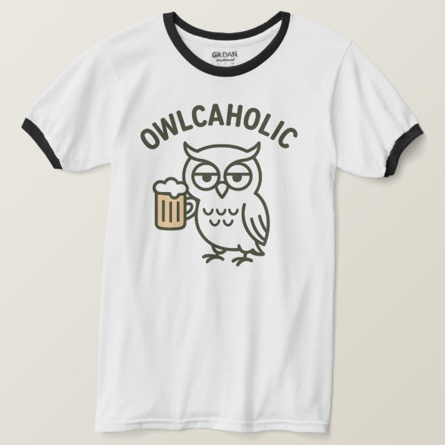T-Shirt au tringle de la bière Owlcaholic Beer Lov (Design devant)