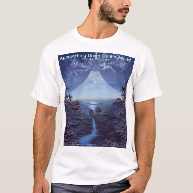 T-shirt Aube de approche sur le monde d'anneau (Devant)