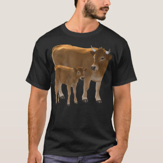T-shirt Aubrac ou Jersey Brown Cow Cute Calf Cattle Art