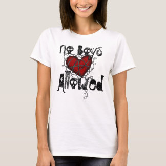 T-shirt Aucun Garçon Autorisé Fil Barbu Coeur Tee