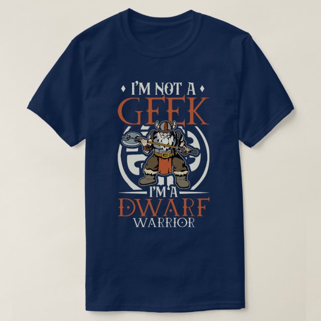 T-shirt Aucun geek D20 Roleplaying Character Nwarf Warrior (Design devant)