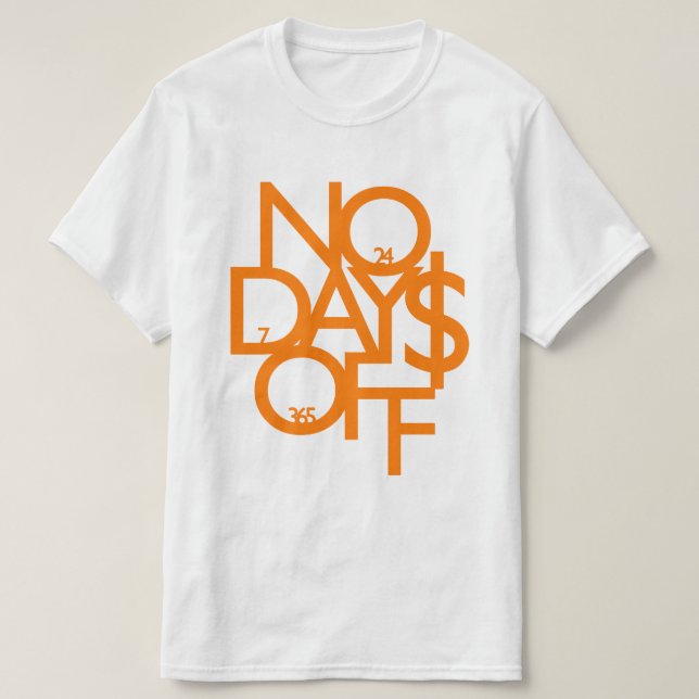 T-shirt Aucun Jour De Fermer Orange/Blanc (Design devant)