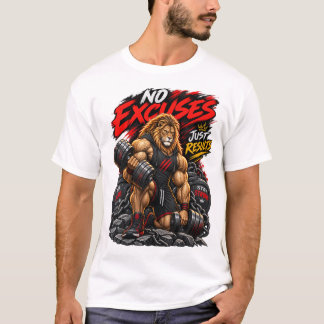 T-shirt Aucune Excuse Juste Des Résultats Lion Gym Fitness