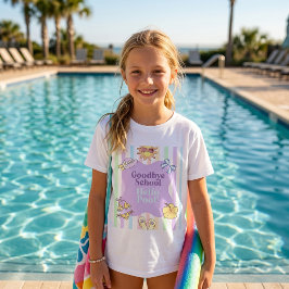T-Shirt Auf Wiedersehen Schule Hallo Pool Streifen