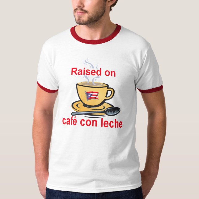 T-shirt augmenté sur le leche d'escroquerie de café (Devant)