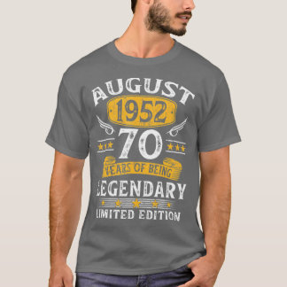 T-shirt August 1952 Limited Edition 70th Birthday 70 Years