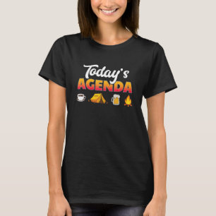 T-shirt Aujourd'Hui Agenda Café Camping Tente Bière Et Feu