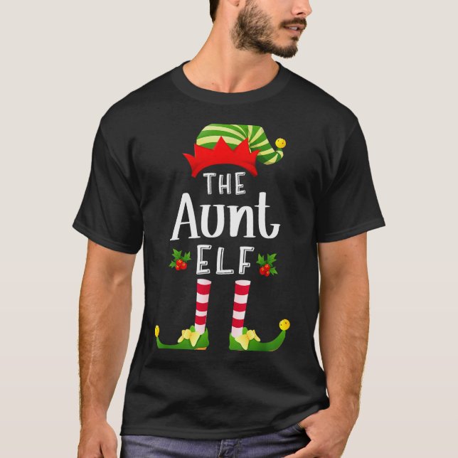 T-shirt Aunt Christmas Elf Matching Pajama X-mas Party  (Devant)