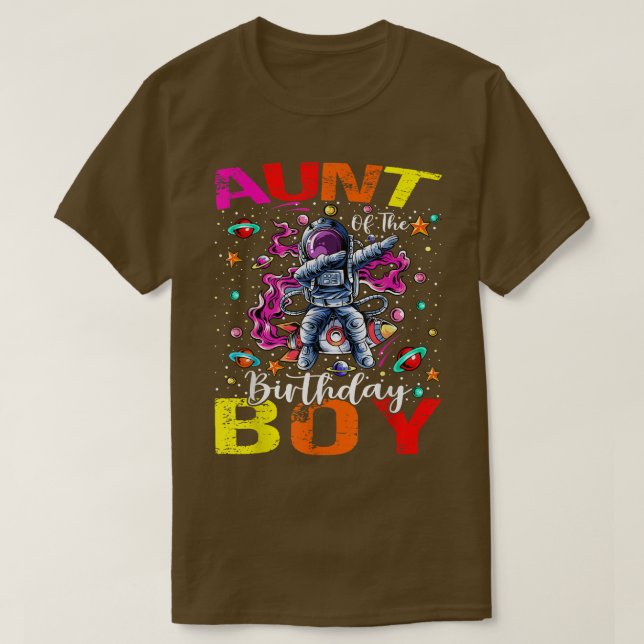 T-shirt Aunt Of The Birthday Boy Astronaut Boy Space Theme (Design devant)