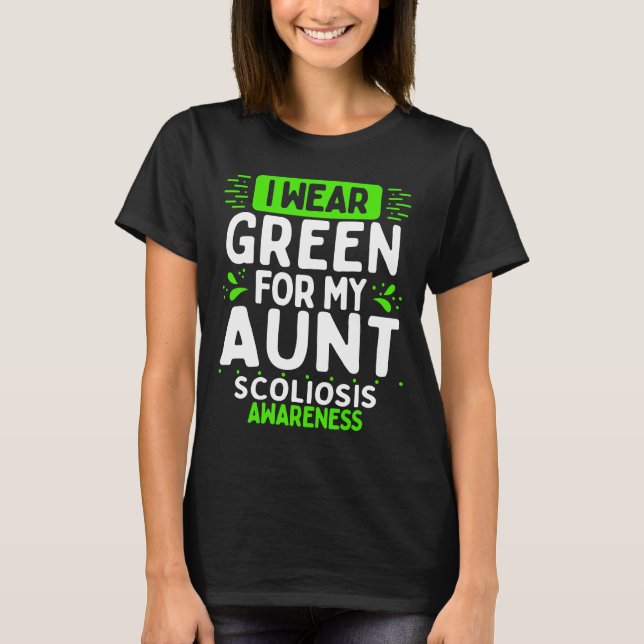 T-shirt Aunt Scoliosis Awareness Warrior Green Ribbon (Devant)