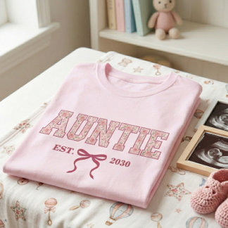 T-shirt Auntie Floral Varsity Letter Coquette Bow Custom
