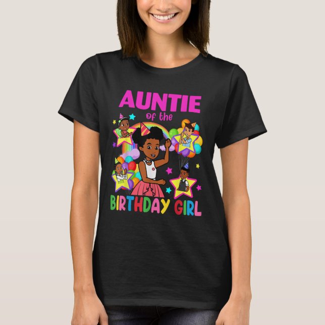 T-shirt Auntie Of Birthday Girl Gracie Birthday Dolls Girl (Devant)