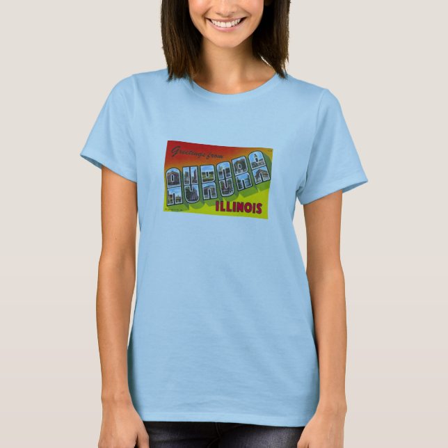 T-SHIRT Aurora Illinois IL GRANDE LETTRE CARTE POS (Devant)