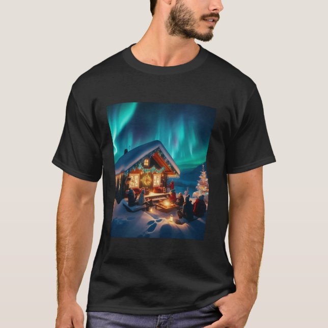 T-shirt aurores boréales Lumières magiques de Noël arctiqu (Devant)