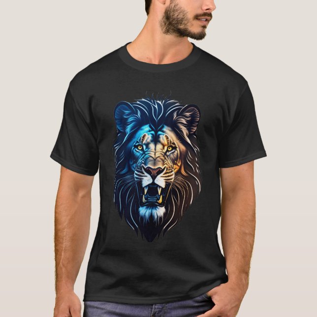T - Shirt aus gefliestem Lion - Fett und auffallen (Vorderseite)