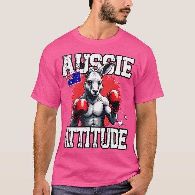 T-shirt Aussie Attitude drôle Kangaroo Boxe Australie Bo (Devant)